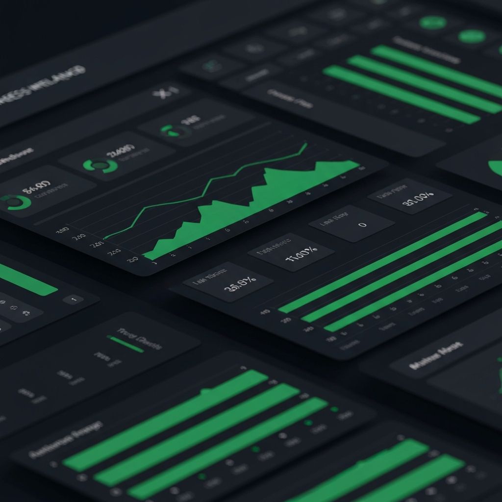 AI analytics dashboard with business intelligence charts
